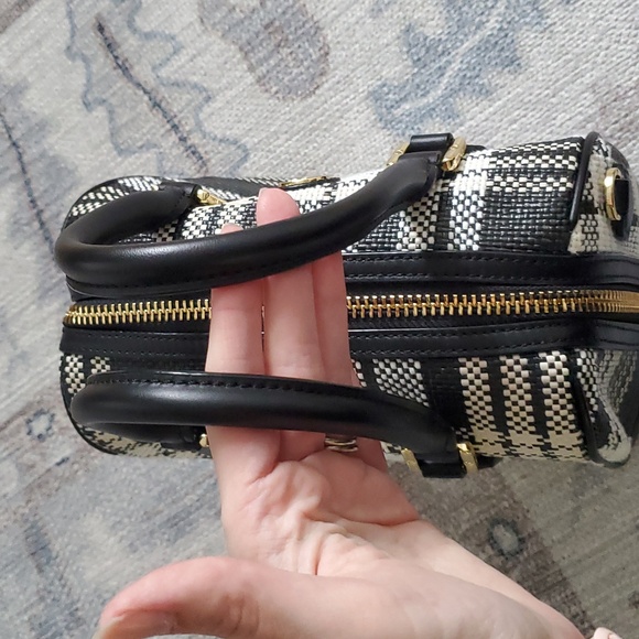 Tory Burch Robinson Plaid Boston Satchel Bag Purse with Crossbody Strap - Picture 12 of 16